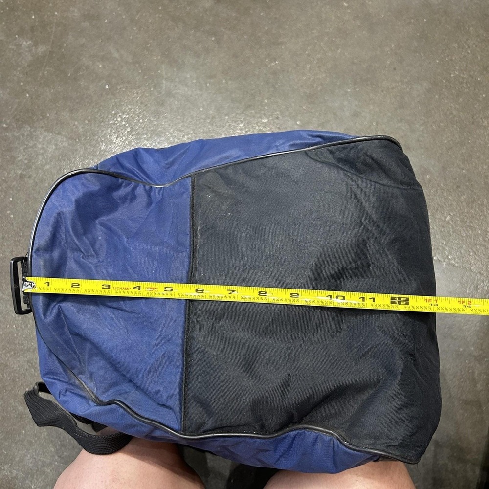 Vintage Nike Blue Black Duffel Bag Soft Case Gym Travel Men Nylon Sports Weekend - Picture 10 of 15